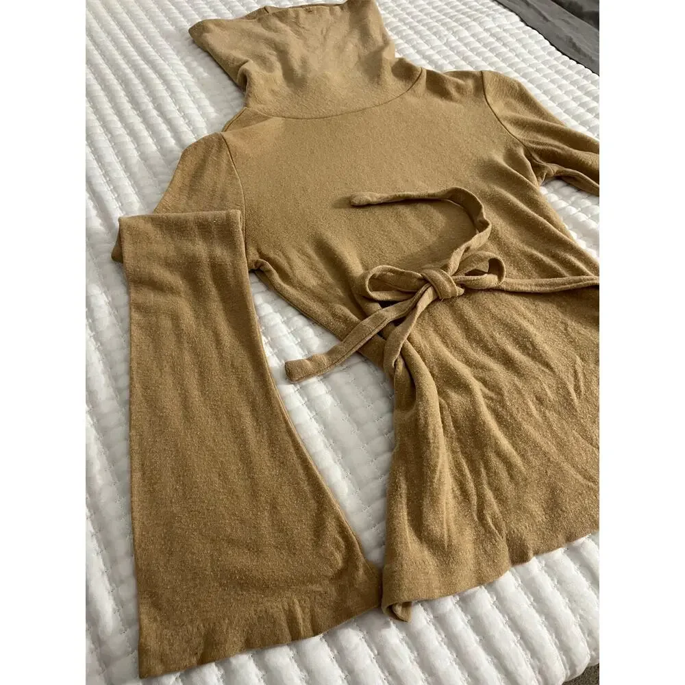 Express Wool Blend Tan Lightweight Sweater Women Size S